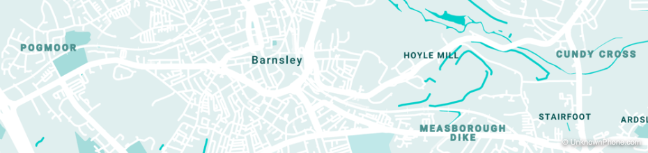 01226 area code map (Barnsley, United Kingdom)