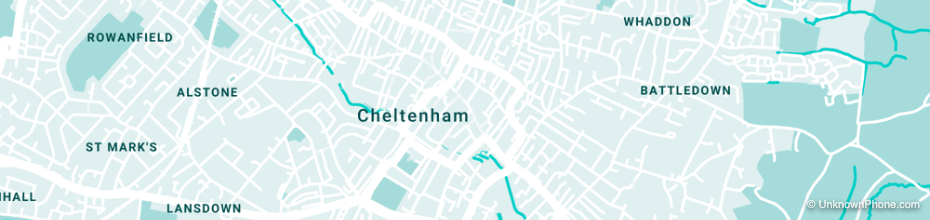 01242 area code map (Cheltenham, United Kingdom)