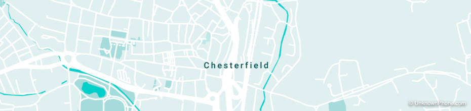 01246 area code map (Chesterfield, United Kingdom)