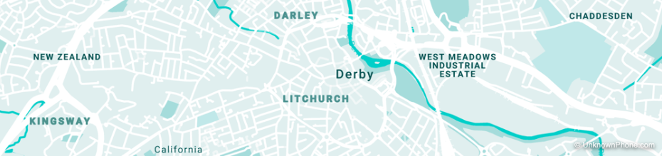 01332 area code map (Derby, United Kingdom)
