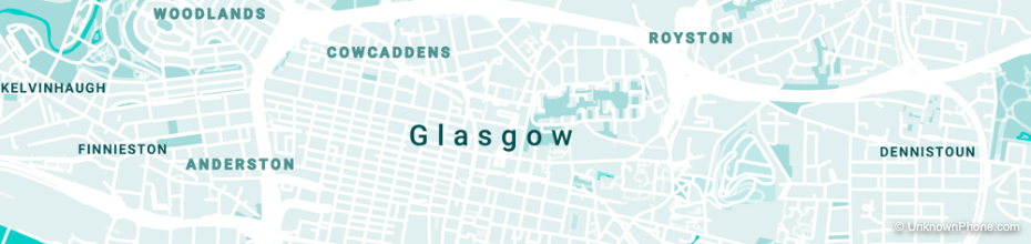 0141 area code map (Glasgow, United Kingdom)
