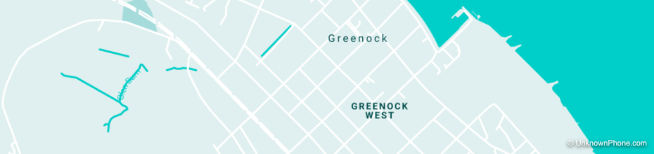 01475 area code map (Greenock, United Kingdom)