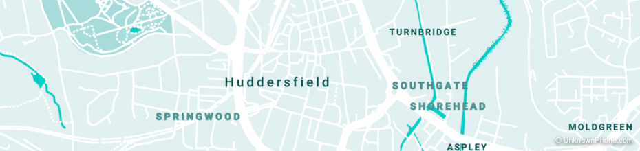 01484 area code map (Huddersfield, United Kingdom)