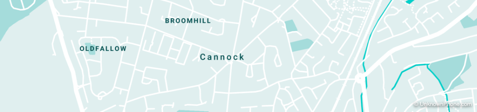 01543 area code map (Cannock, United Kingdom)