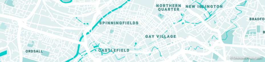 0161 area code map (Manchester, United Kingdom)