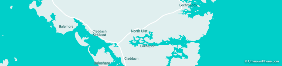 01876 area code map (North Uist, Outer Hebrides, United Kingdom)