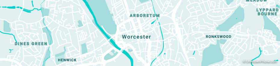 01905 area code map (Worcester, United Kingdom)