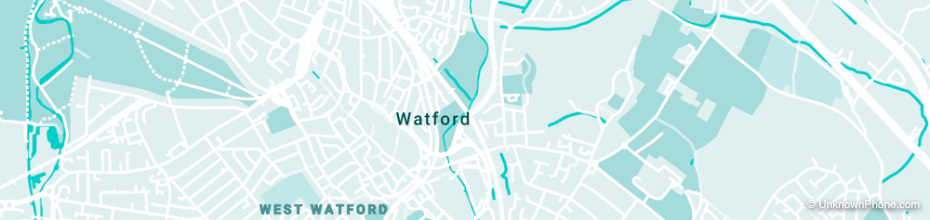 01923 area code map (Watford, United Kingdom)