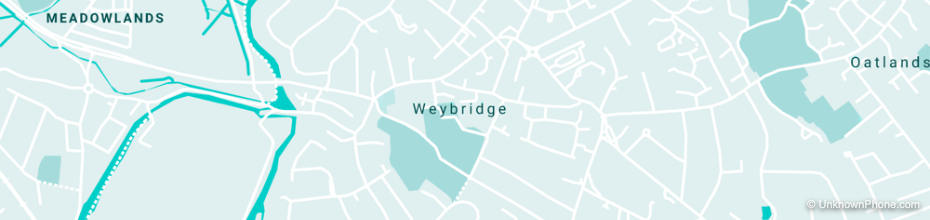 01932 area code map (Weybridge, United Kingdom)