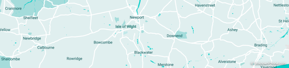 01983 area code map (Isle of Wight, United Kingdom)