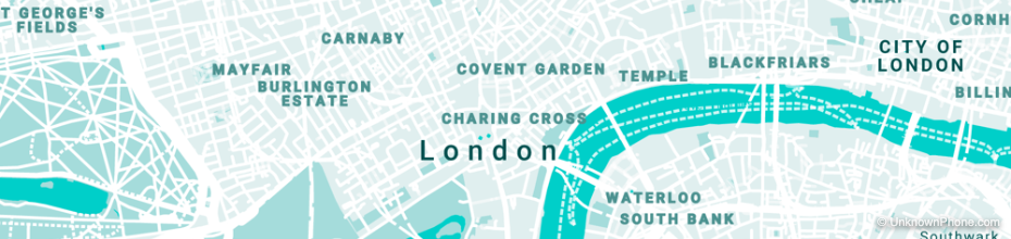 020 area code map (London, United Kingdom)