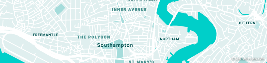 023 area code map (Southampton and Portsmouth, United Kingdom)