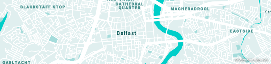 028 area code map (Northern Ireland, United Kingdom)